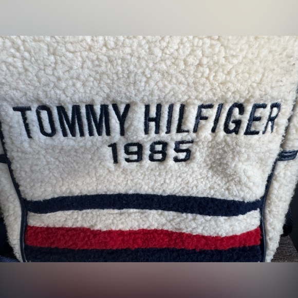 Tommy Hilfiger 1985 Shearling Red, White and Blue Backpack with Blue Logo Straps - Picture 6 of 10